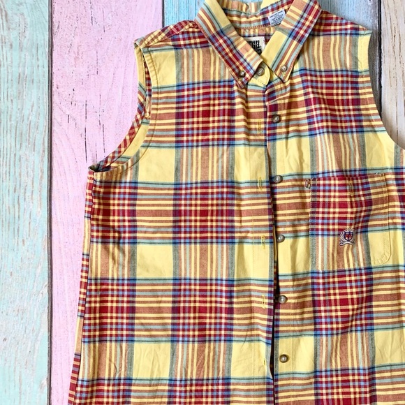 Panhandle rough stock Plaid Sleeveless collar Button-Up Shirt - Picture 3 of 8